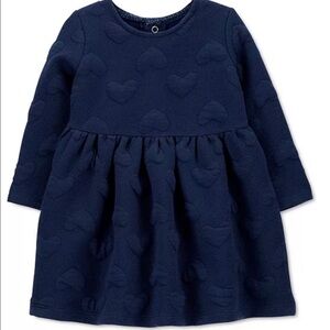 Carter's Navy Blue Long Sleeve Heart Dress 6M